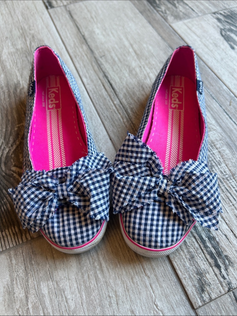 Keds Navy Gingham Bow Slip-On size 5